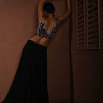Black Long Dress with Multicolor Embroidery and Side Cutouts - Anvi Couture - Back