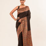 Black Pashmina Handwoven Silk Saree -Anvi Couture