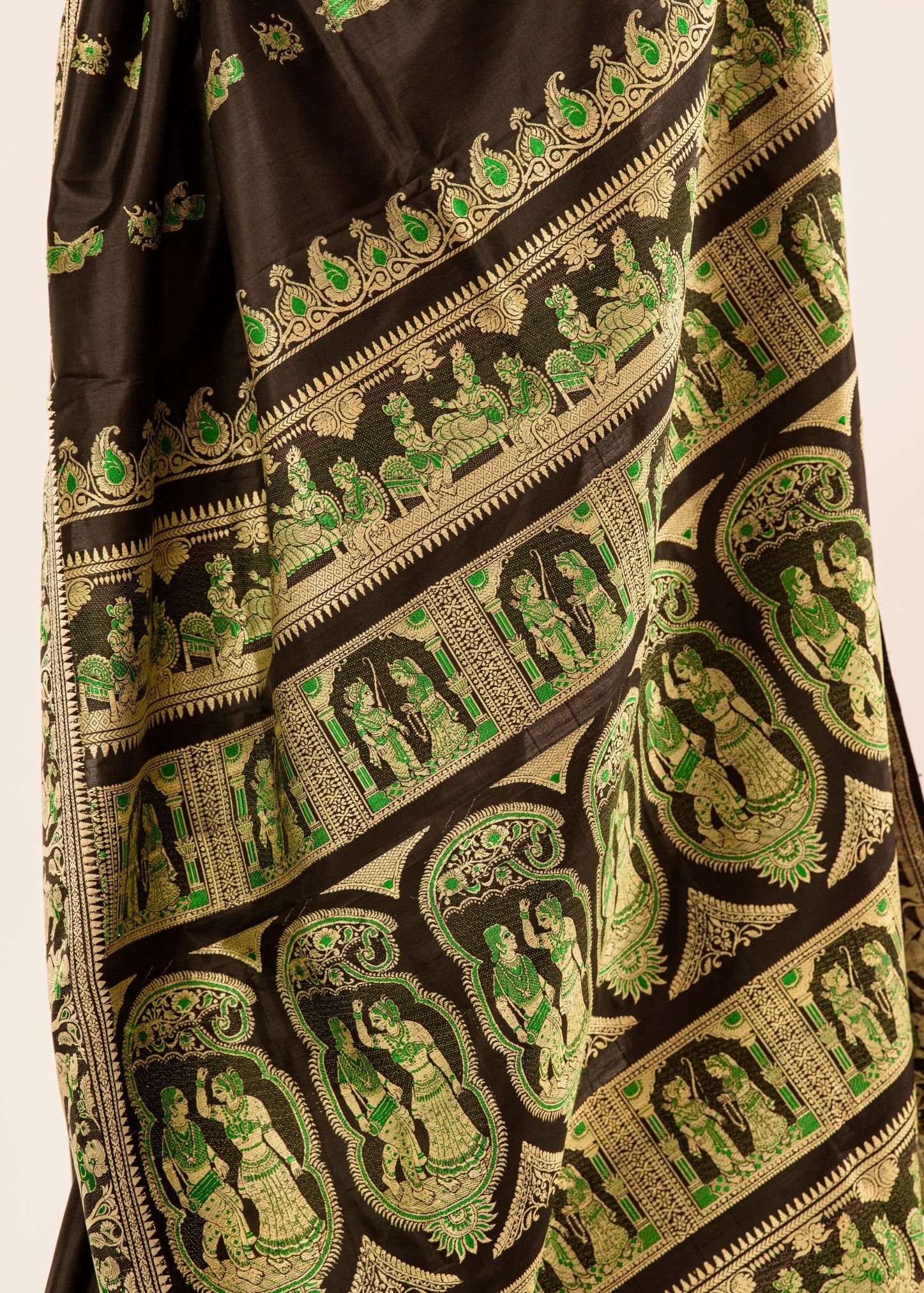 Black Pure Baluchari Silk Saree in  Minakari work