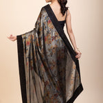 Black Sequin Party Wear Saree with Black Velvet Border - Anvi Couture