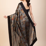 Black Sequin Party Wear Saree with Black Velvet Border - Anvi Couture