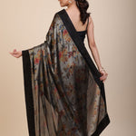 Black Sequin Party Wear Saree with Black Velvet Border - Anvi Couture