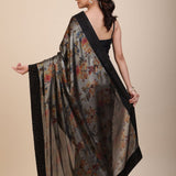 Black Sequin Party Wear Saree with Black Velvet Border - Anvi Couture
