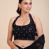 Black Sequins Embroidered Blouse front
