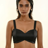 Black Sleeveless Cotton Blouse with Cross Back Design full