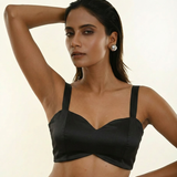 Black Sleeveless Cotton Blouse with Cross Back Design front