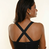 Black Sleeveless Cotton Blouse with Cross Back Design back