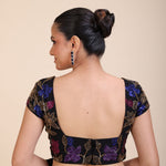 Black Square Neck Sequin Embroidered Blouse Back
