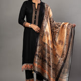 Black Straight Kurti Set with Printed Dupatta - Anvi Couture