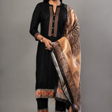 Black Straight Kurti Set with Printed Dupatta - Anvi Couture