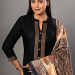 Black Straight Kurti Set with Printed Dupatta - Anvi Couture