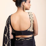 Black and Gold Designer Saree with Hand Embroidered Embellishment - Anvi Couture