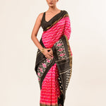 Black and Pink Ikkat Silk Saree -Anvi Couture