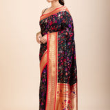 Black and Red Pathani Silk Saree - Anvi Couture