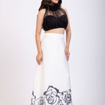 Black and White Crop Top Lehenga Set Side