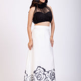 Black and White Crop Top Lehenga Set Side