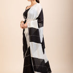 Black and White Designer Embroidered Saree - Anvi Couture
