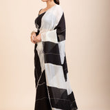 Black and White Designer Embroidered Saree - Anvi Couture