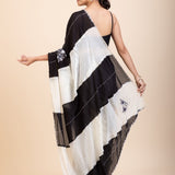 Black and White Designer Embroidered Saree - Anvi Couture