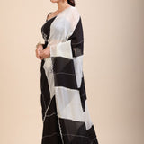 Black and White Designer Embroidered Saree - Anvi Couture