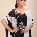 Black and White Designer Embroidered Saree - Anvi Couture