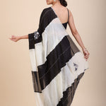 Black and White Designer Embroidered Saree - Anvi Couture