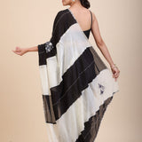 Black and White Designer Embroidered Saree - Anvi Couture