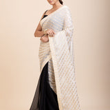 Black and White Designer Saree - Anvi Couture