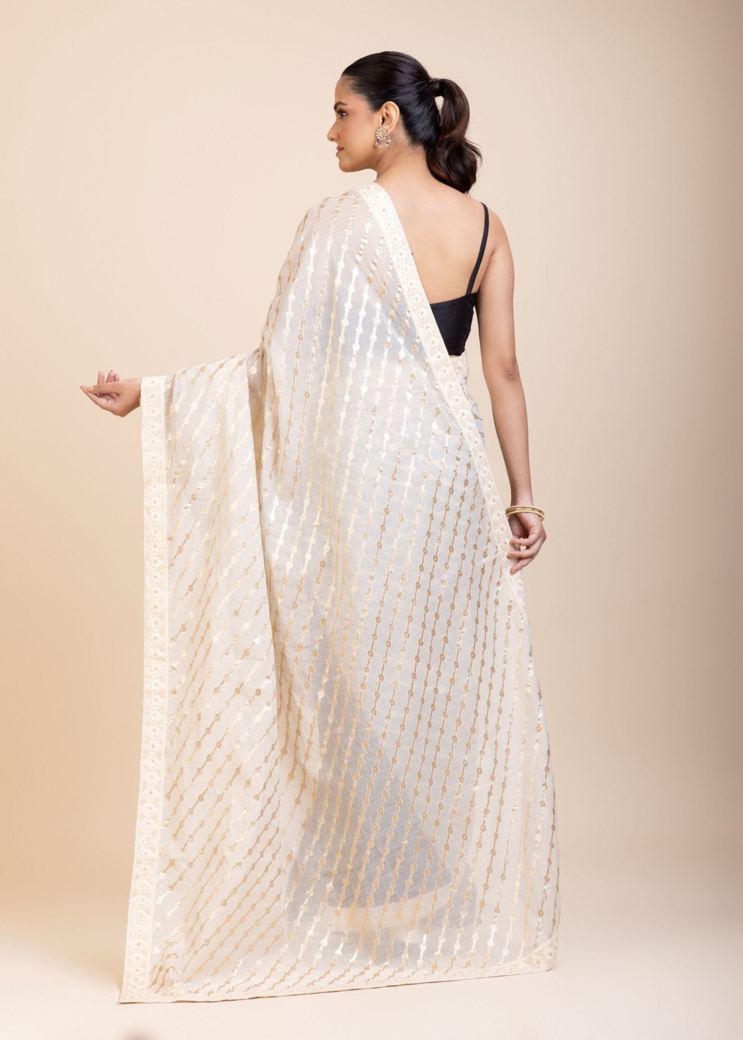 Black and White Designer Saree - Anvi Couture