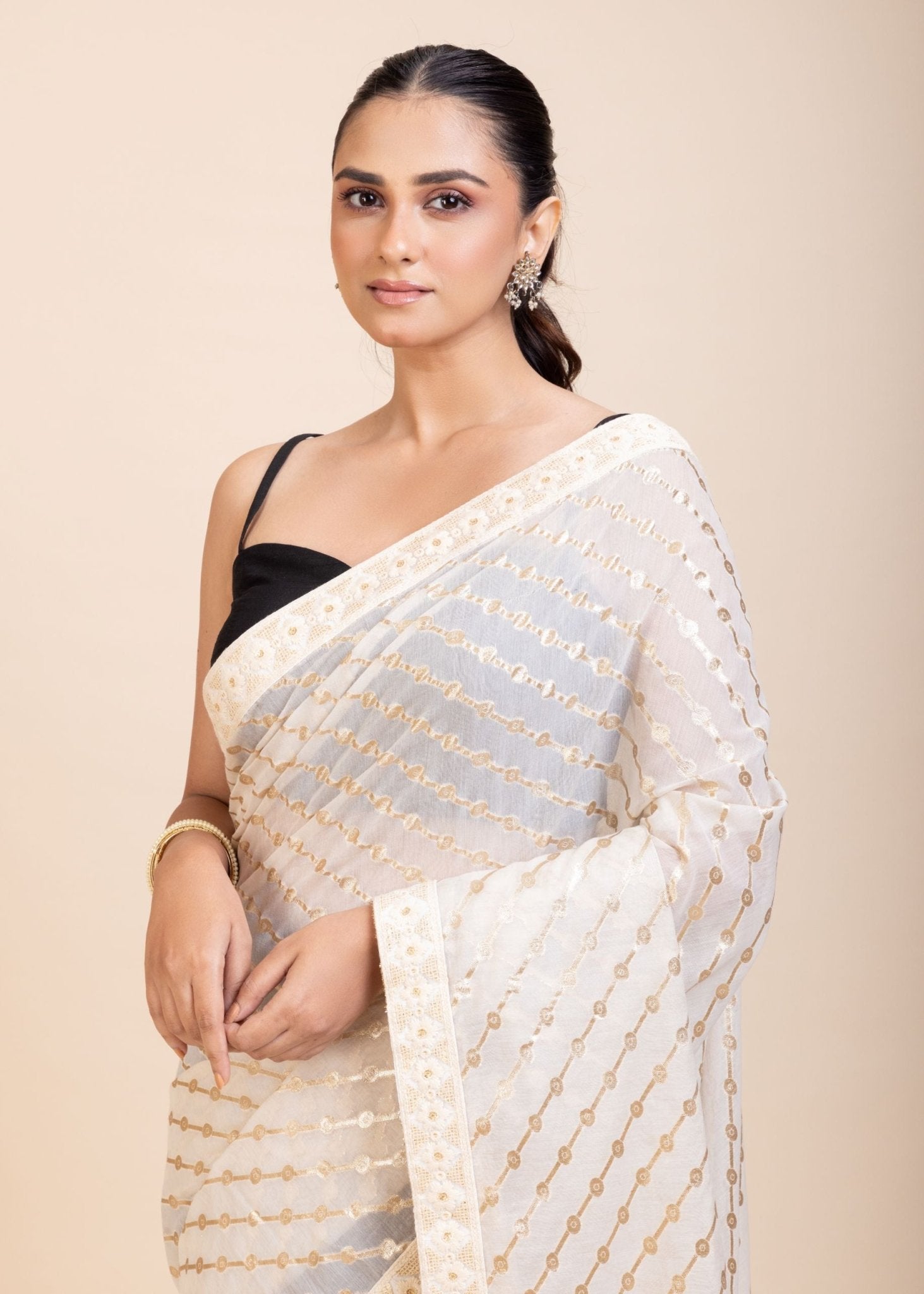 Black and White Designer Saree - Anvi Couture