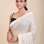 Black and White Designer Saree - Anvi Couture