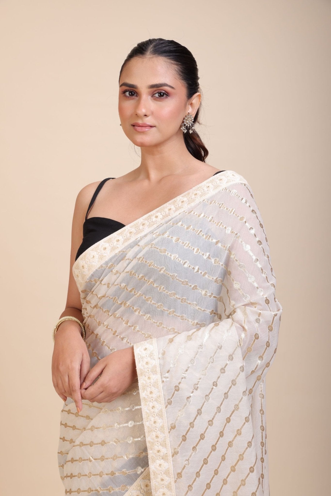 Black and White Designer Saree - Anvi Couture