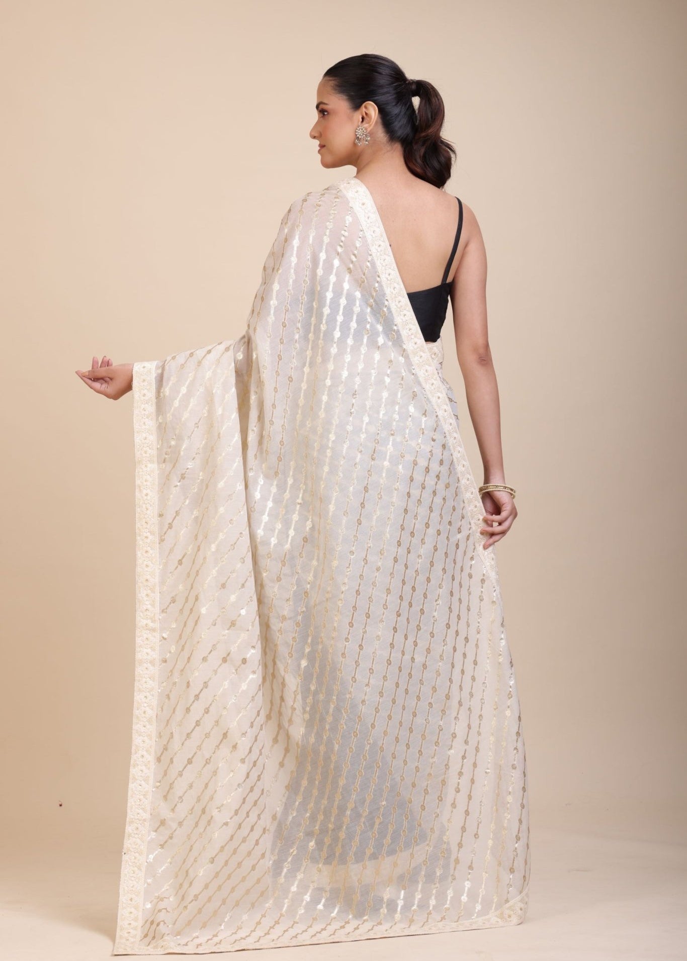 Black and White Designer Saree - Anvi Couture