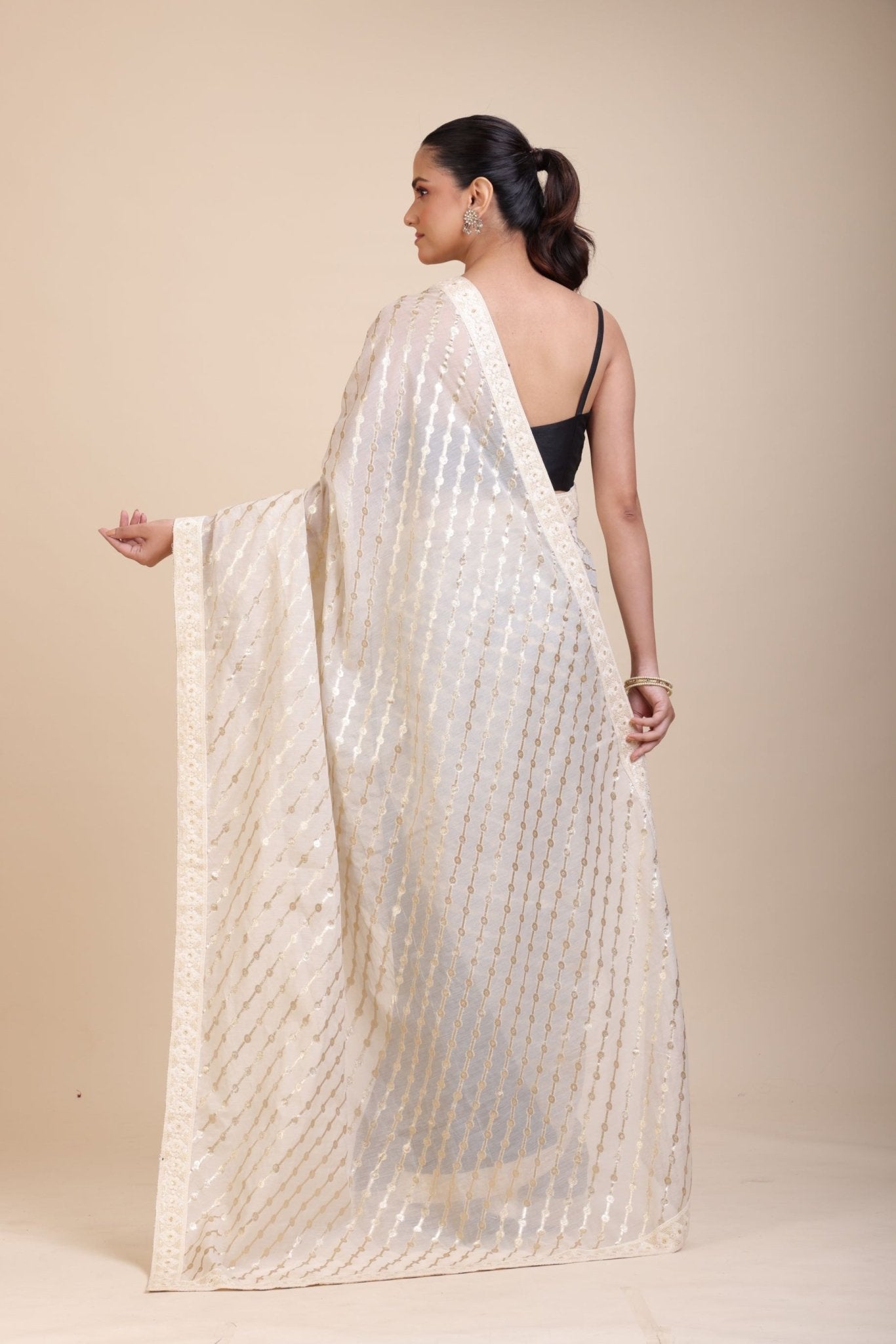 Black and White Designer Saree - Anvi Couture