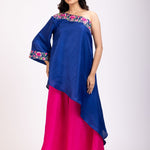 Blue And Pink One Shoulder Cord Set - Anvi Couture
