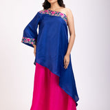 Blue And Pink One Shoulder Cord Set - Anvi Couture