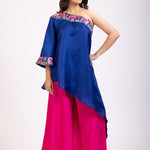 Blue And Pink One Shoulder Cord Set - Anvi Couture