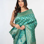 Blue Bandhani Gaji Silk Saree - Anvi Couture
