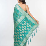 Blue Bandhani Gaji Silk Saree - Anvi Couture