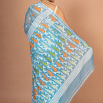 Blue Cotton Handloom Jamdani Saree Back