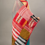 Blue Cotton Saree with Multicolor Gamcha Checks - Anvi Couture