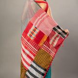 Blue Cotton Saree with Multicolor Gamcha Checks - Anvi Couture