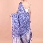 Blue Cotton Silk Printed Saree - Anvi Couture