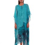 Blue Floral Georgette Kaftan Dress Full

