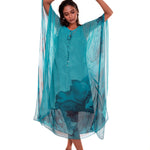 Blue Floral Georgette Kaftan Dress Front 

