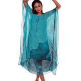 Blue Floral Georgette Kaftan Dress Front 
