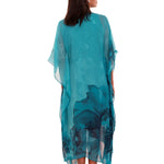 Blue Floral Georgette Kaftan Dress Back

