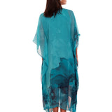 Blue Floral Georgette Kaftan Dress Back

