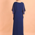 Blue Georgette Embroidered Kaftan Dress - Anvi Couture
