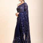 Blue Georgette Sequin Saree - Anvi Couture